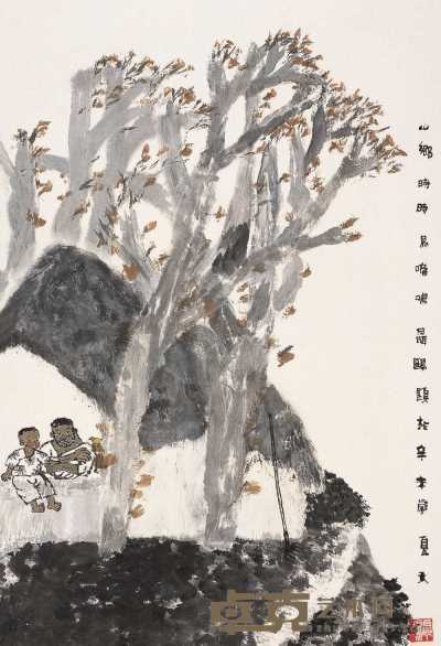 聂鸥 辛未（1991年）作 山乡时时鸟啼鸣 镜心 68×45.4cm